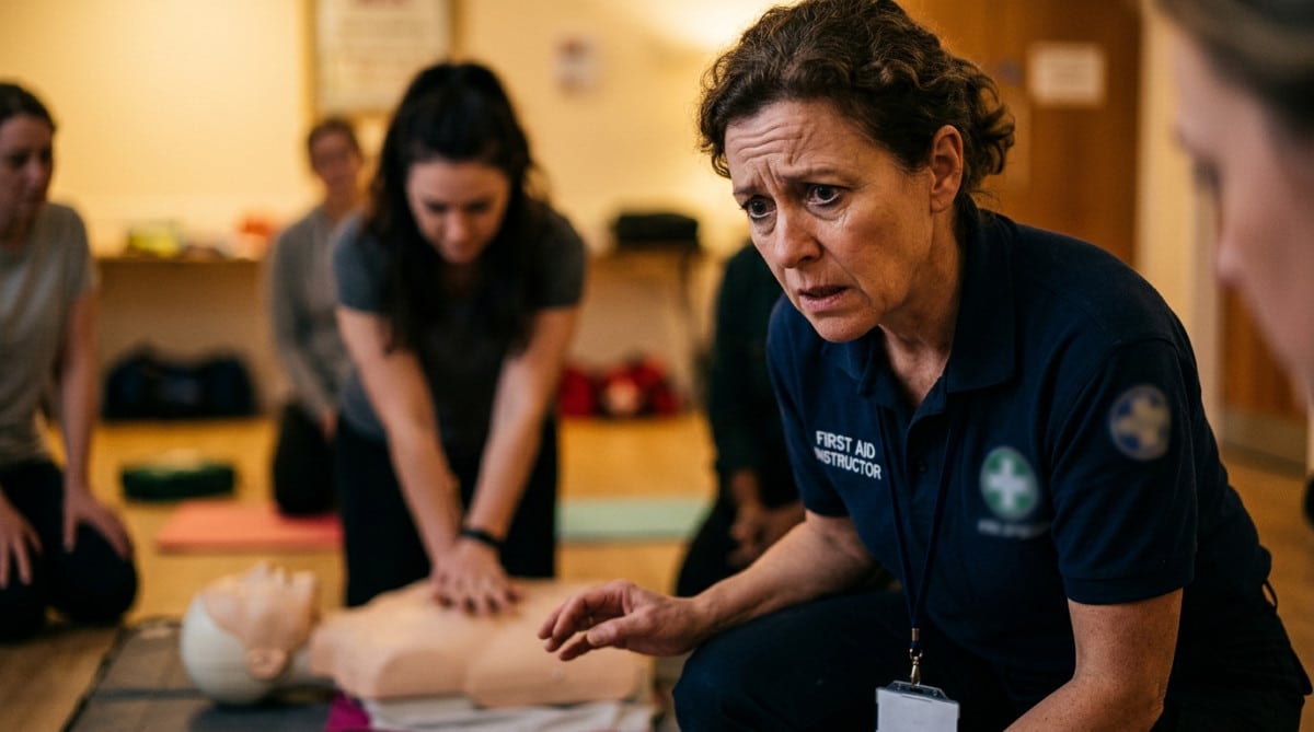 Secouriste inquiet pendant une formation aux premiers secours