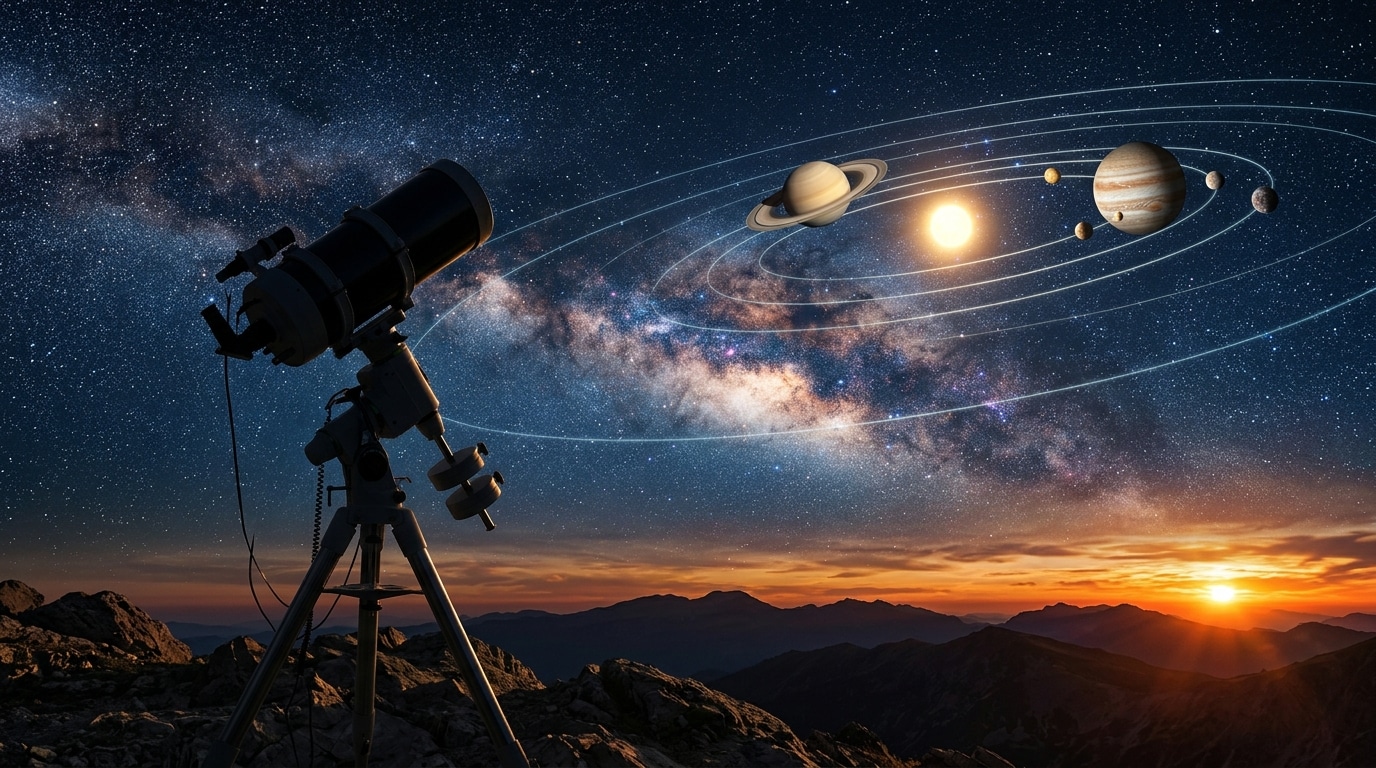 Illustration astronomique des orbites planétaires dans l'espace étoilé