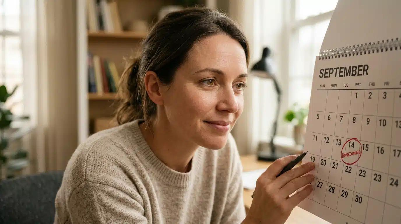 Personne regardant un calendrier de septembre avec espoir