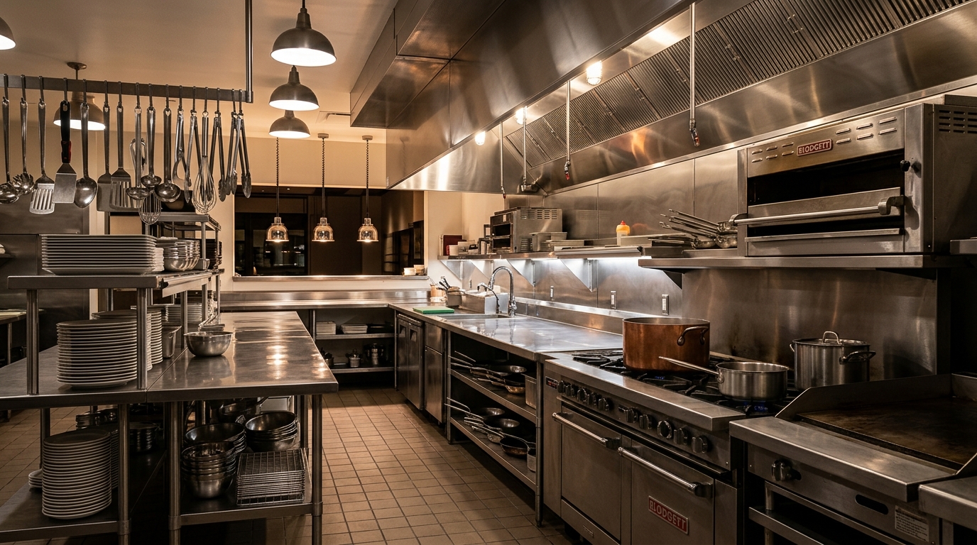Cuisine professionnelle de restaurant sans personne