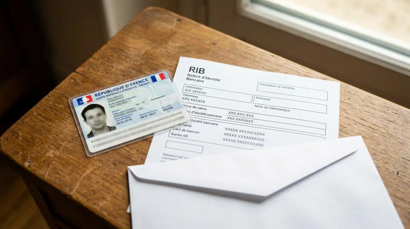 Carte d'identité et RIB posés sur un bureau