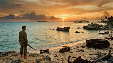 Soldat isolé sur un atoll du Pacifique en 1945
