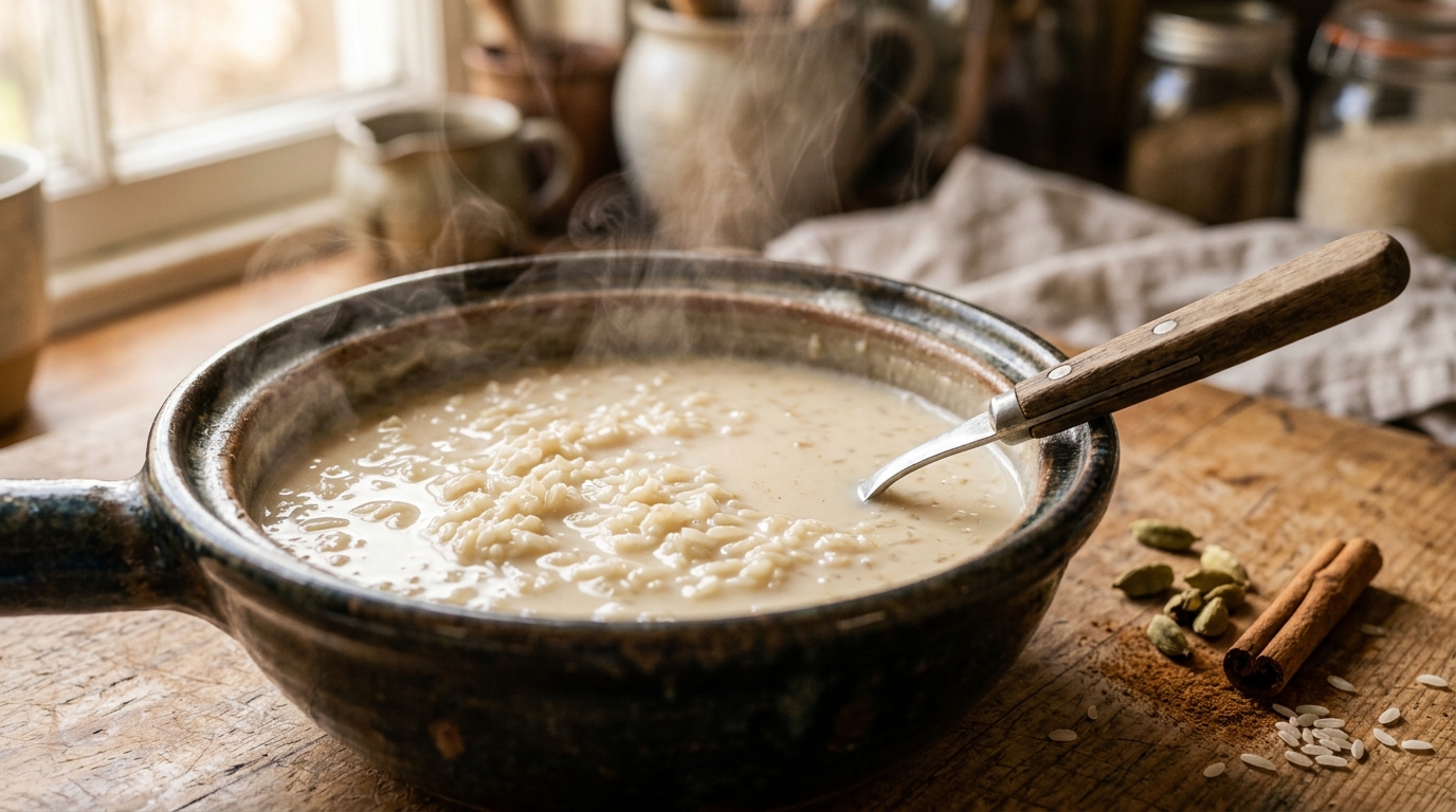 Casserole de riz au lait raté avec cardamome et cannelle
