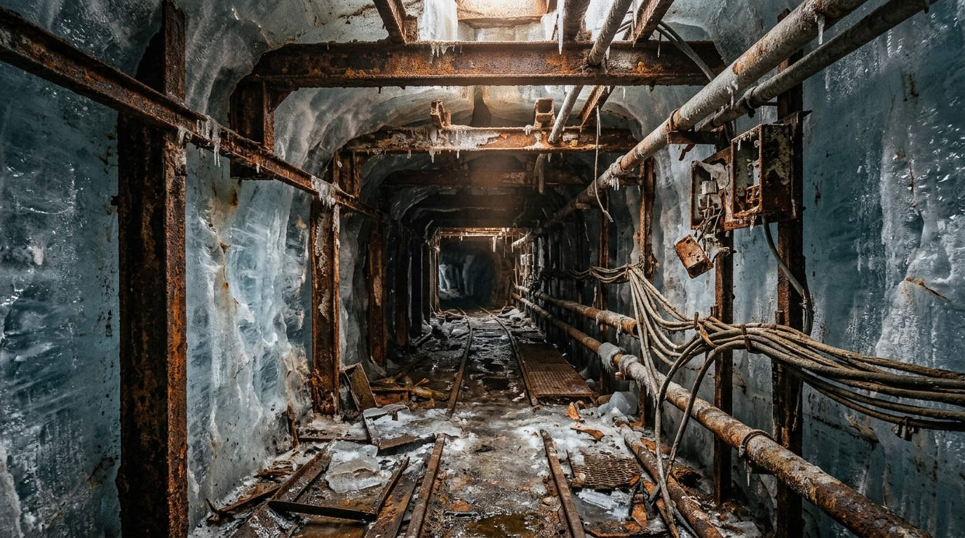 Tunnel militaire abandonné creusé dans la glace