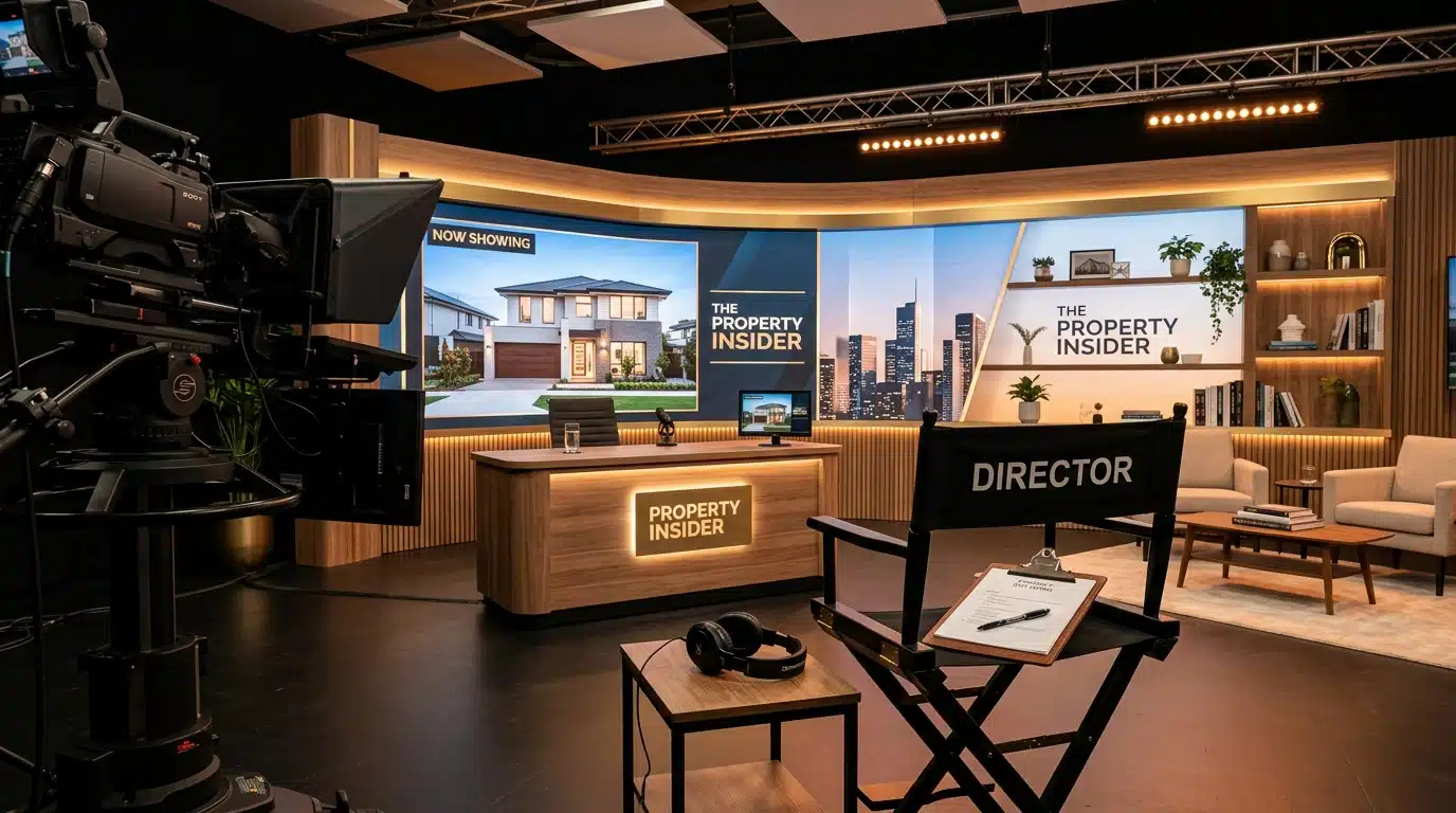Studio de tournage vide d'une émission immobilière