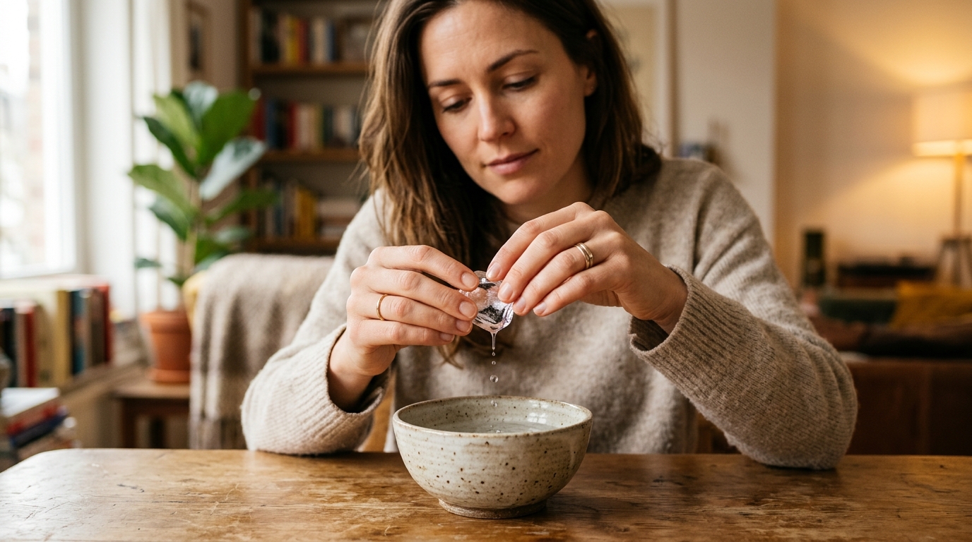 Main tenant un glaçon technique d'ancrage anti-stress
