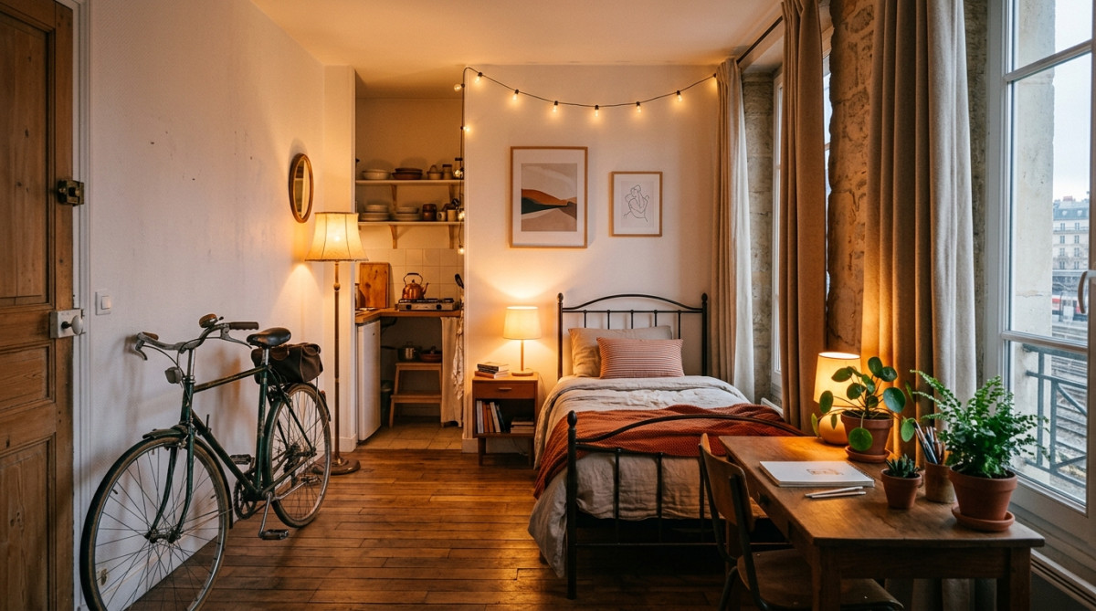 Studio meublé chaleureux avec vélo près de l'entrée