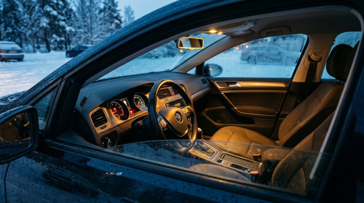 Tableau de bord voiture allumée sans personne au volant