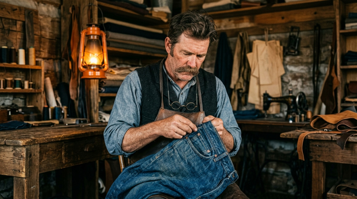 Tailleur du XIXe siècle tenant un rivet de cuivre
