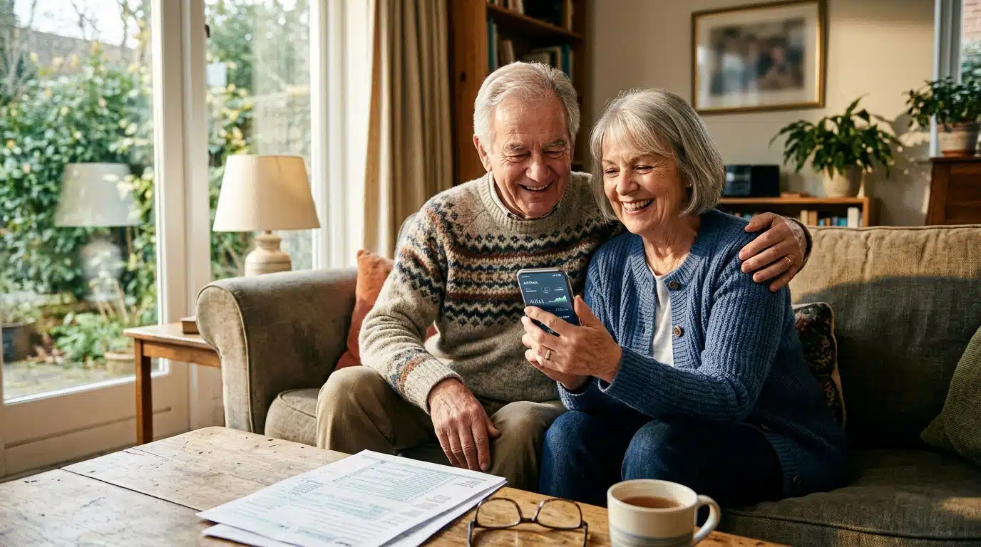 Couple de retraités consultant l'application impots.gouv.fr