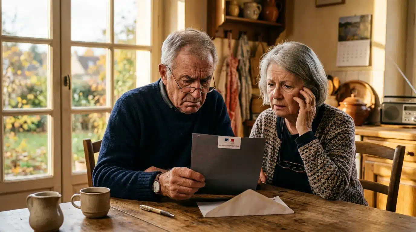 Couple de retraités consultant leur avis de taxe foncière