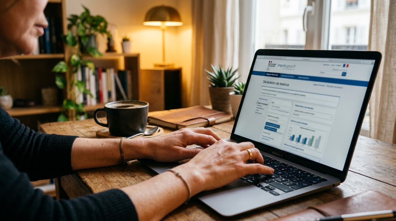 Personne consultant son espace impots.gouv.fr sur ordinateur