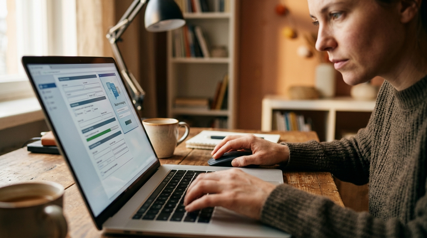 Personne remplissant une demande de délai en ligne