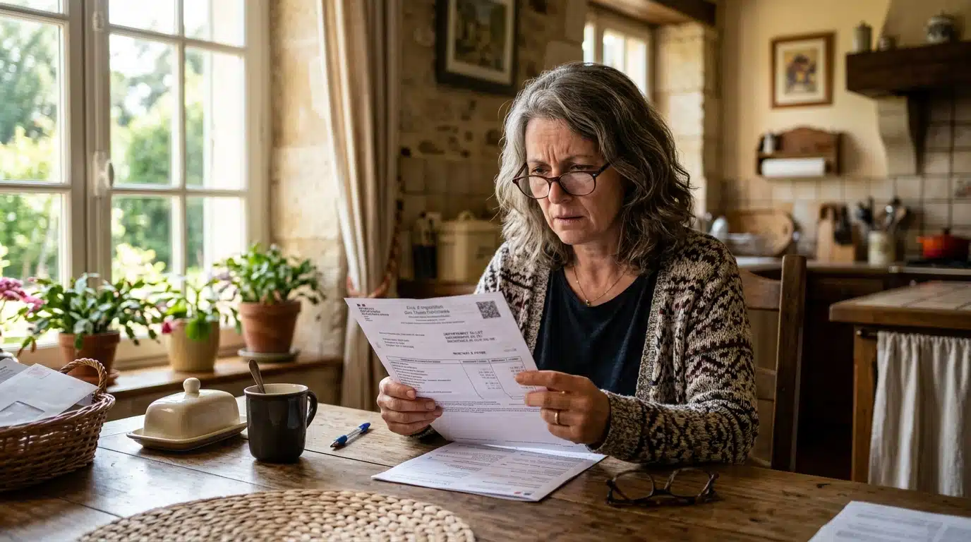 Propriétaire inquiet consultant son avis de taxe foncière