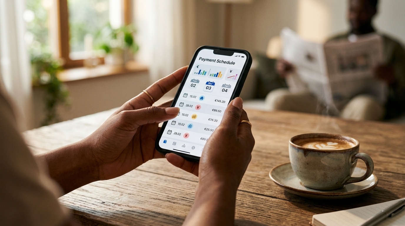 Smartphone affichant un échéancier de paiement de taxe foncière
