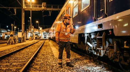 Technicien de maintenance ferroviaire de nuit en gare