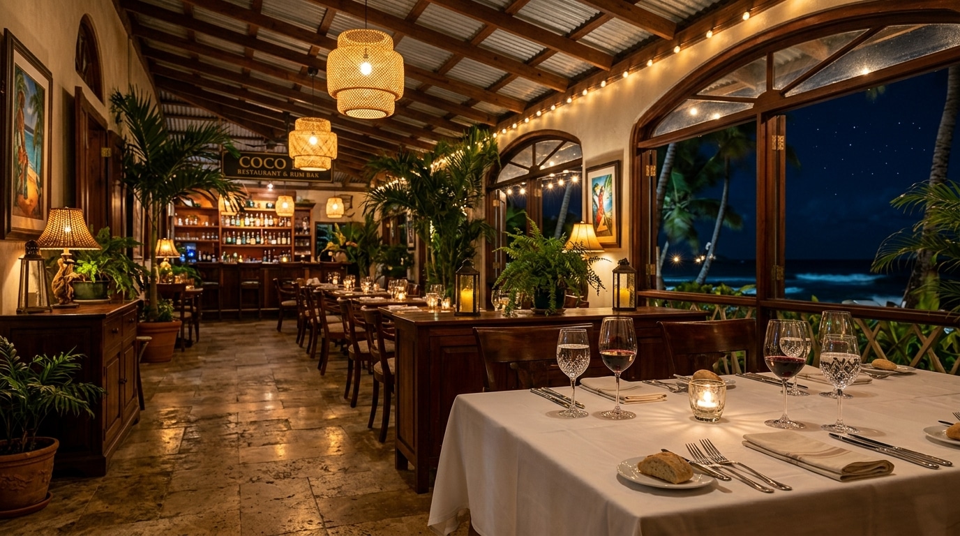 Intérieur de restaurant antillais éclairage tamisé