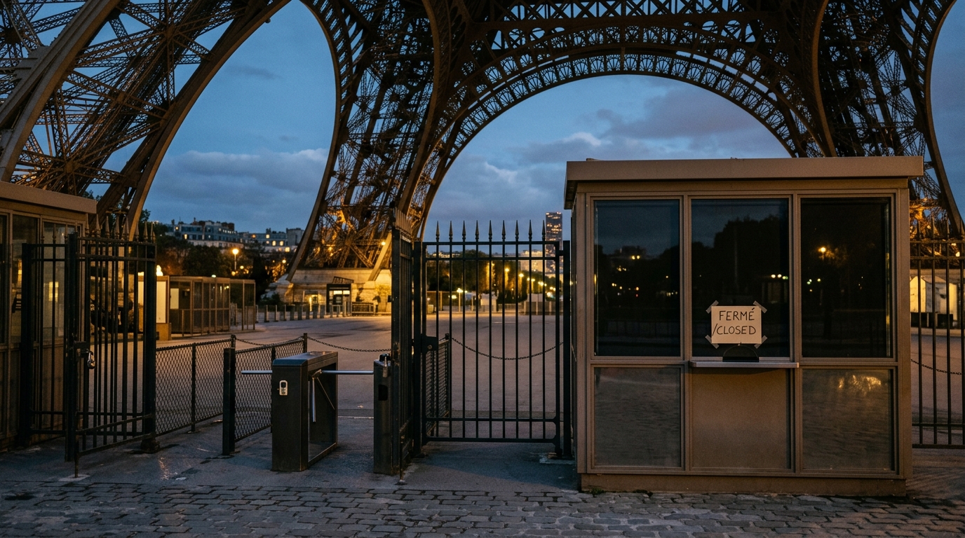 Guichets fermés au pied d'un monument parisien