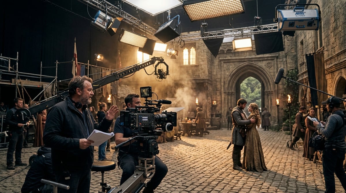 Tournage d'une série à gros budget sur plateau