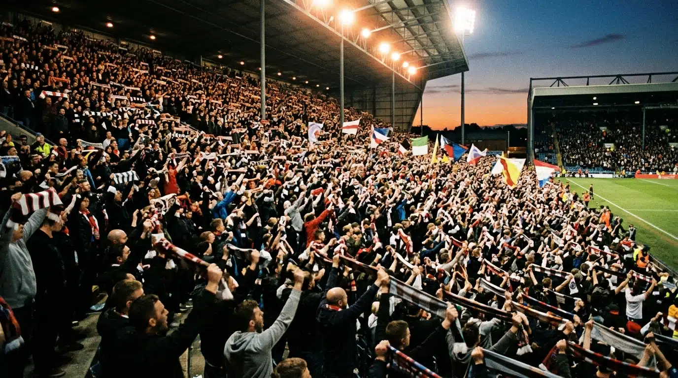 Tribune de stade de football en pleine ferveur