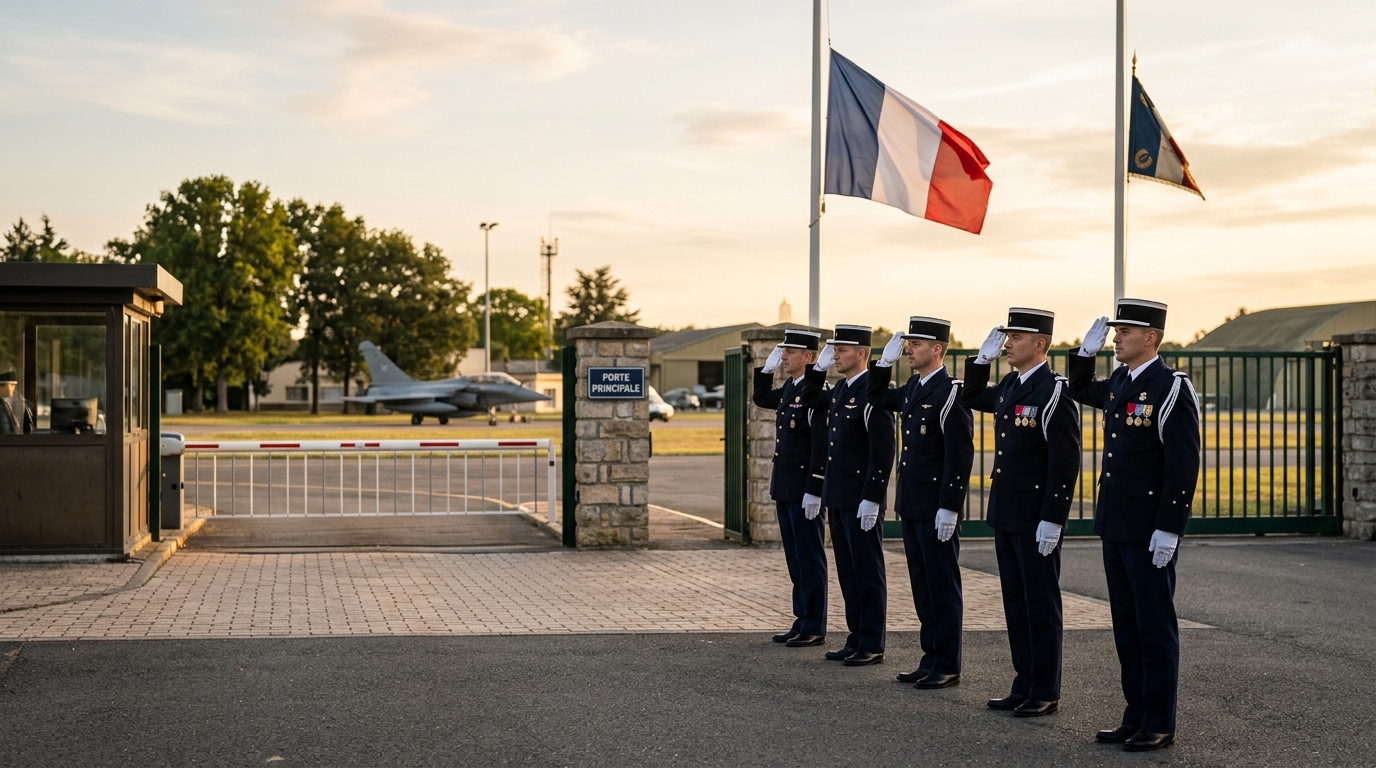 Hommage militaire rendu près d'une base de l'armée de l'air