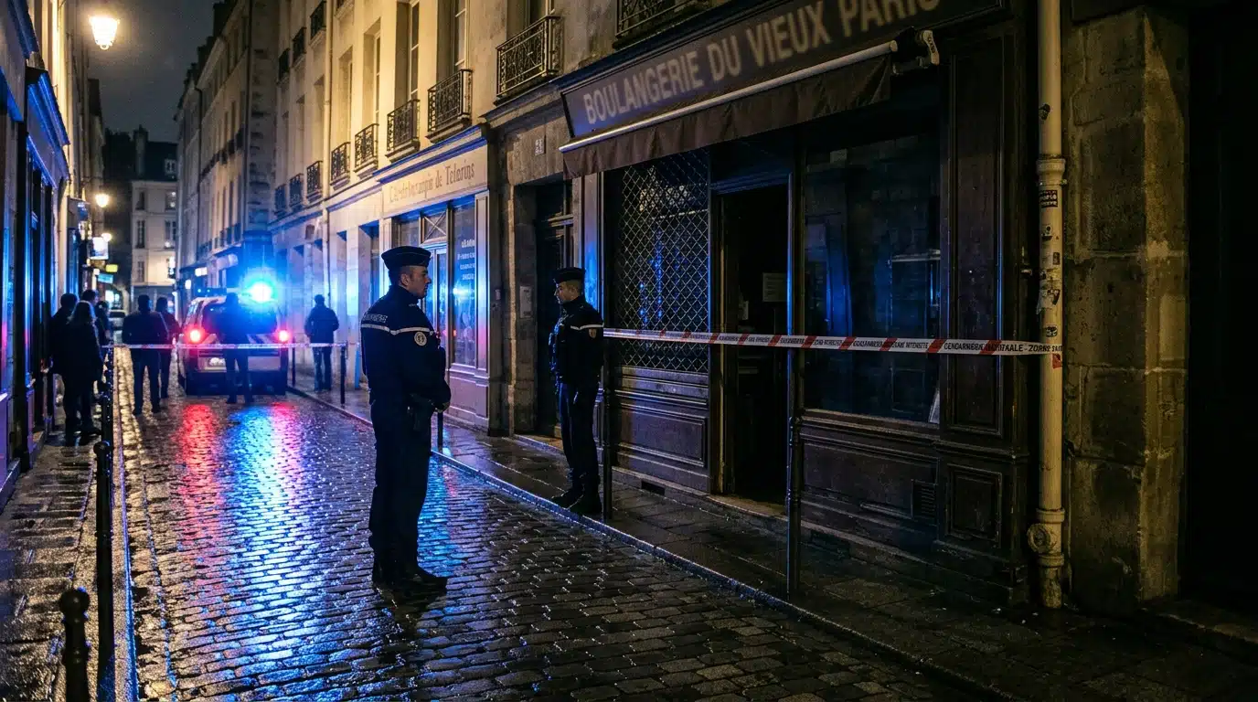 Ruban de police devant une boutique parisienne