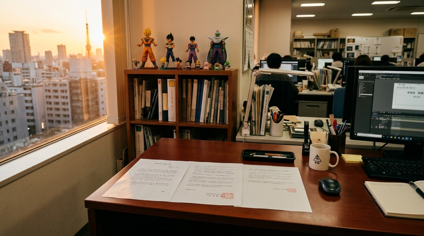 Communiqué officiel sur un bureau de Toei Animation