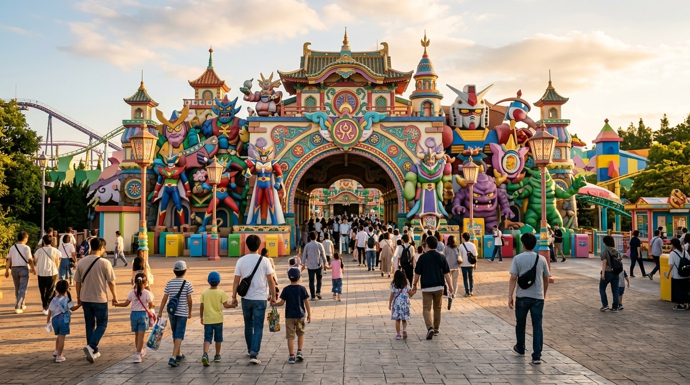 Entrée d'un parc à thème japonais façon anime