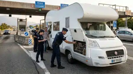 Camping-car contrôlé par les douanes sur autoroute