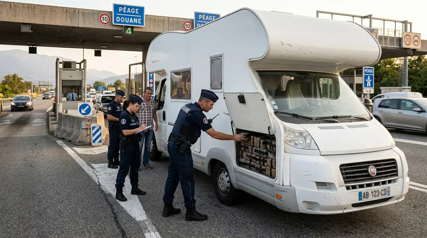 Camping-car contrôlé par les douanes sur autoroute