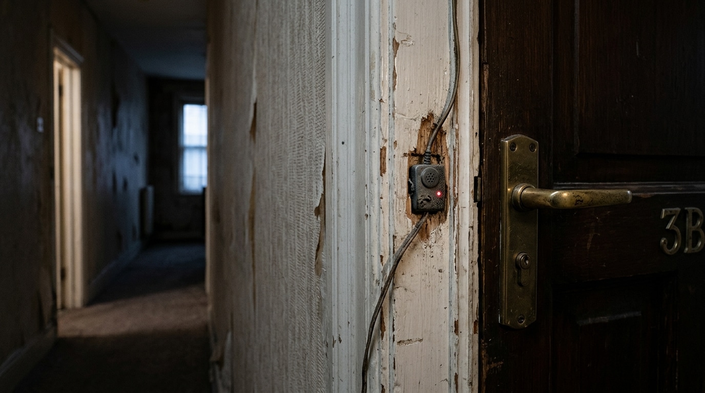 Micro espion dissimulé près d'une porte