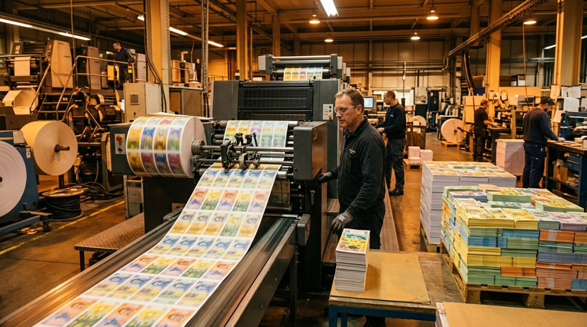 Usine imprimant des milliers de faux billets de Monopoly