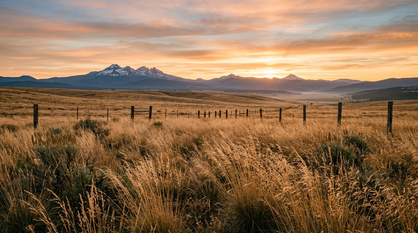 Plaine rurale déserte de l'Oregon à l'aube