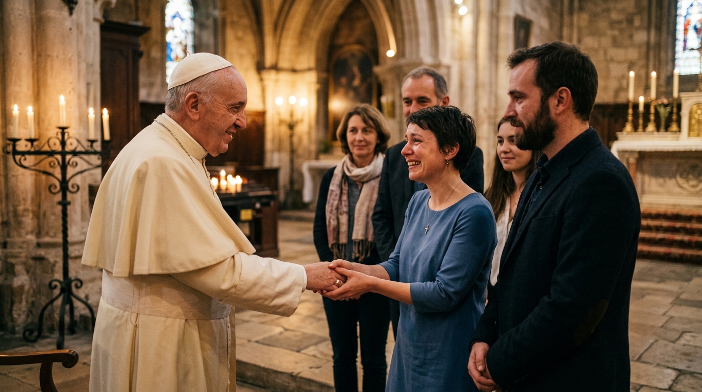 Le pape Léon XIV rencontre des catéchumènes dans une cathédrale