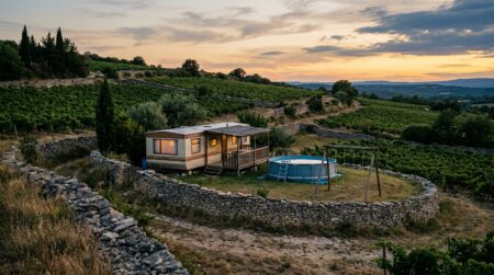 Mobil-home et terrain isolé où s'est déroulé le drame à Gy