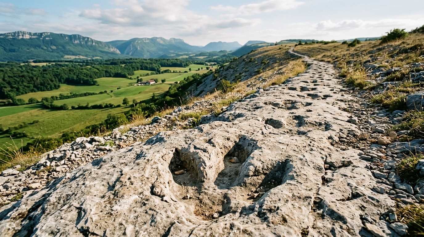 Empreinte fossile géante dans la roche du Jura