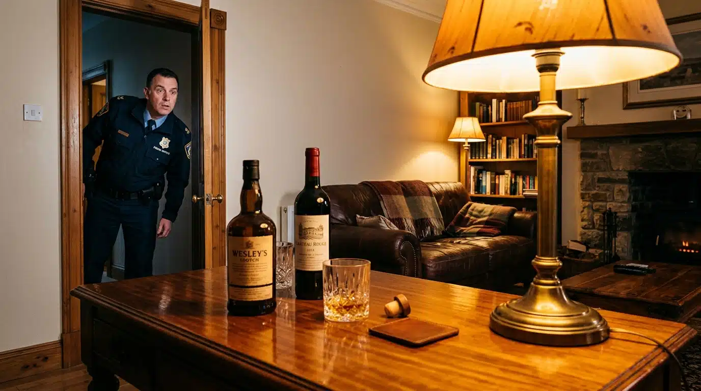 Bouteilles d'alcool dans une pièce confortable de prison