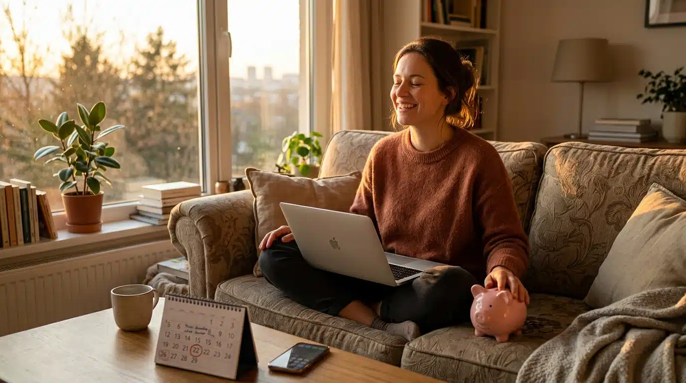 Femme soulagée après avoir fait le tri de ses abonnements