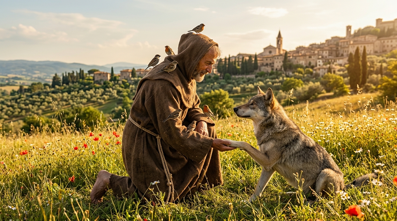 Saint François d'Assise avec le loup de Gubbio