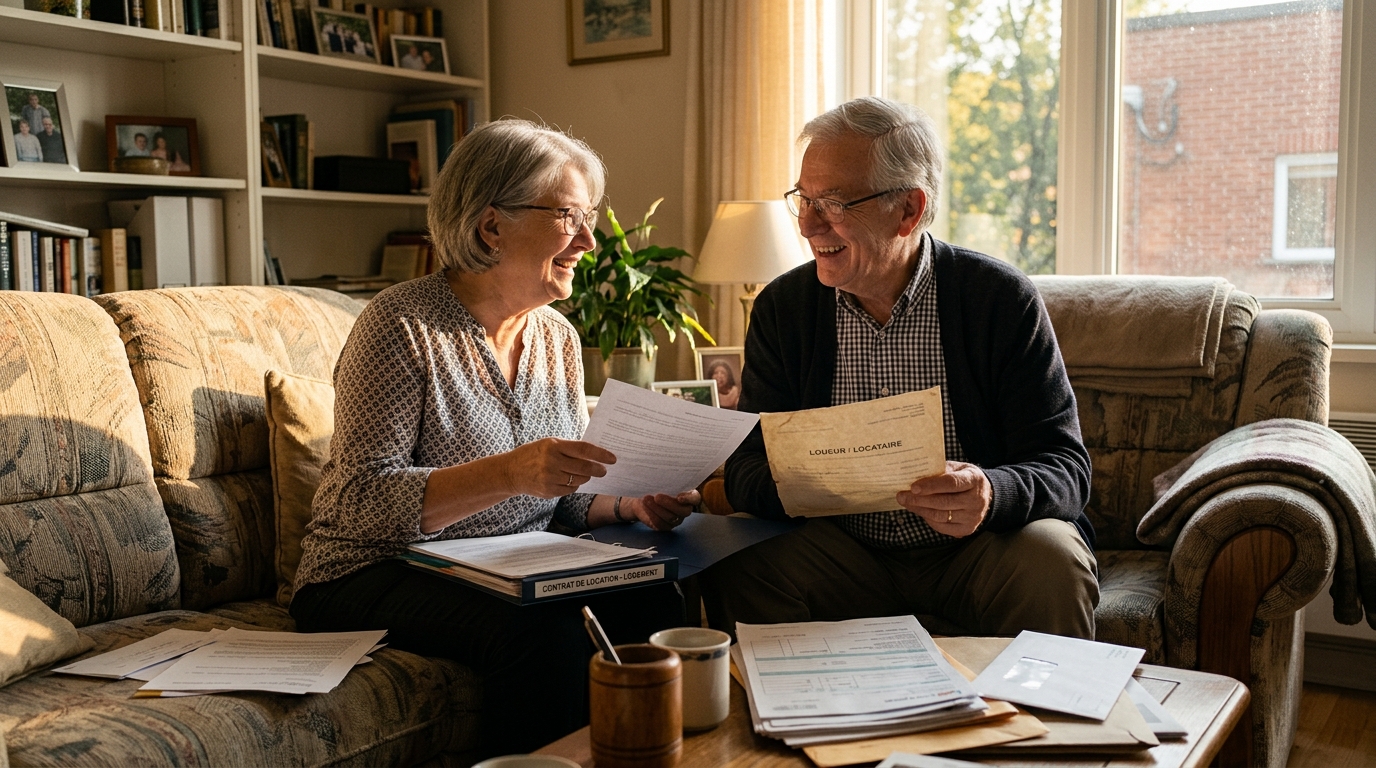 Couple de seniors triant ses papiers administratifs