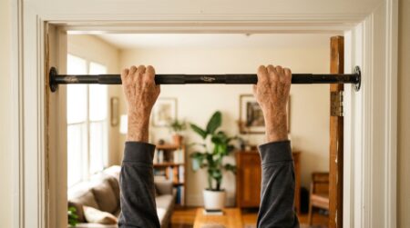 Barre de traction fixée dans un cadre de porte