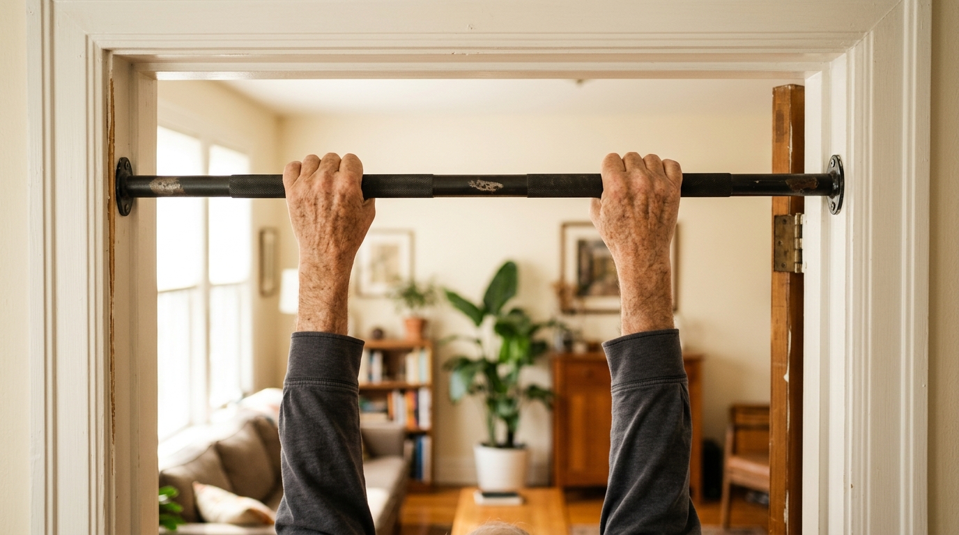 Barre de traction fixée dans un cadre de porte