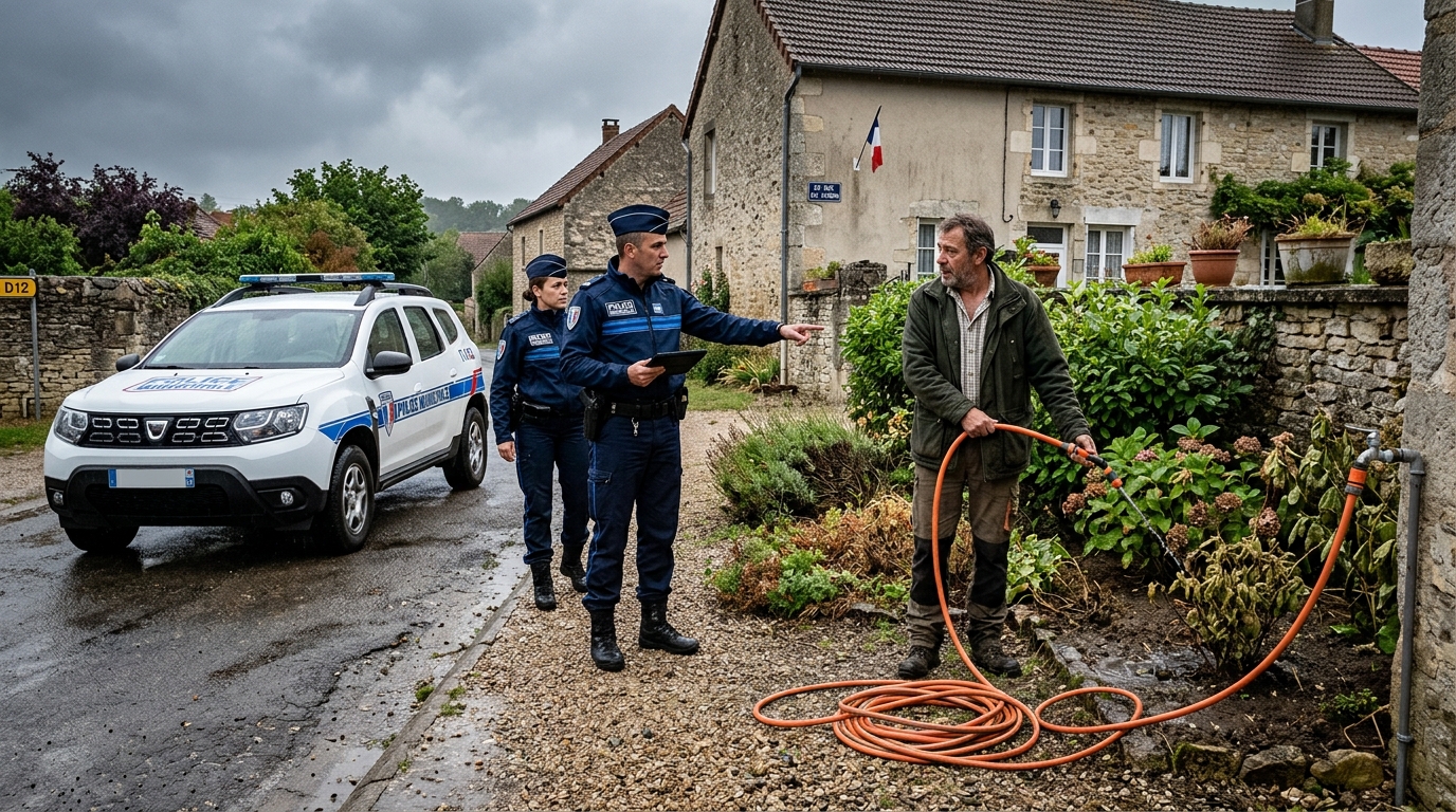 Après une semaine d'averses, je ressors le tuyau d'arrosage : la police municipale passe, et les nappes sont à 2 sur 3 sous la normale