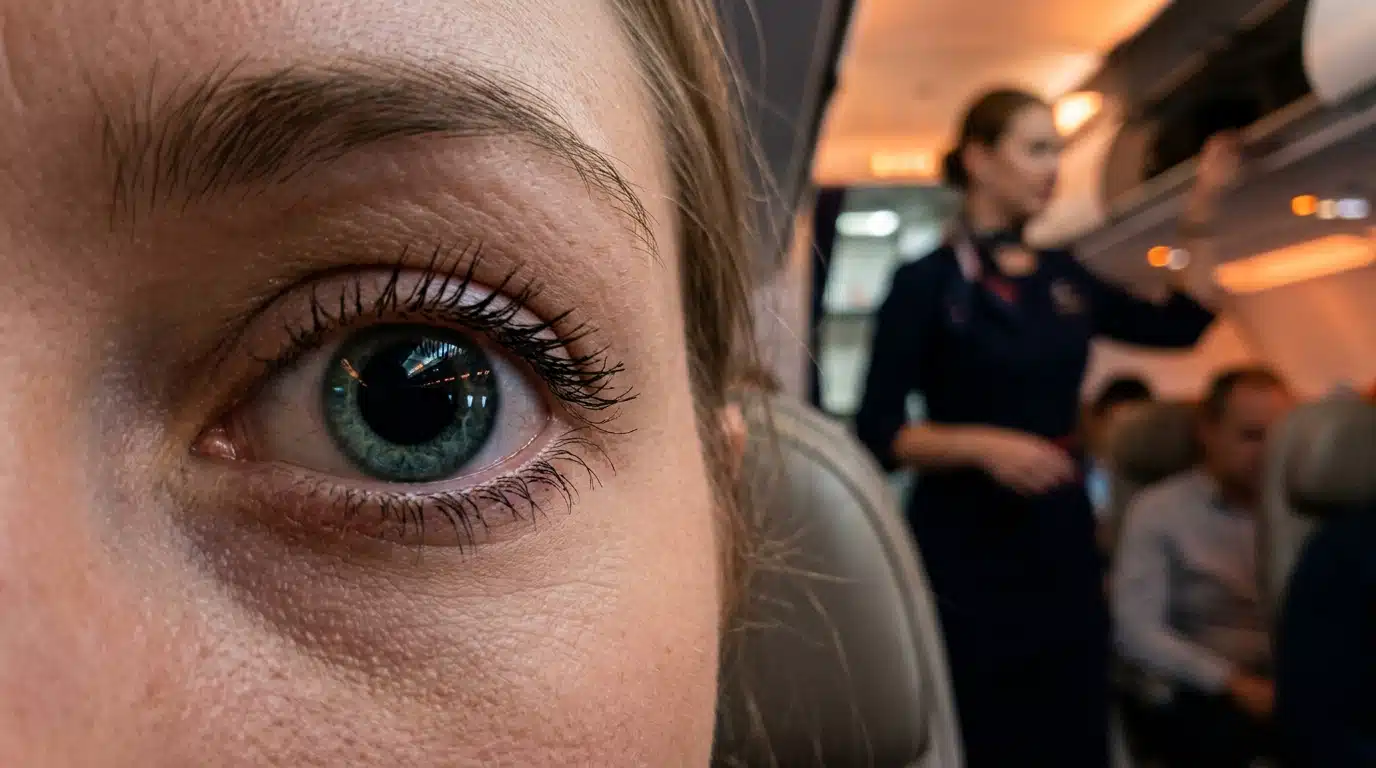 Œil humain s'adaptant à la pénombre en cabine d'avion
