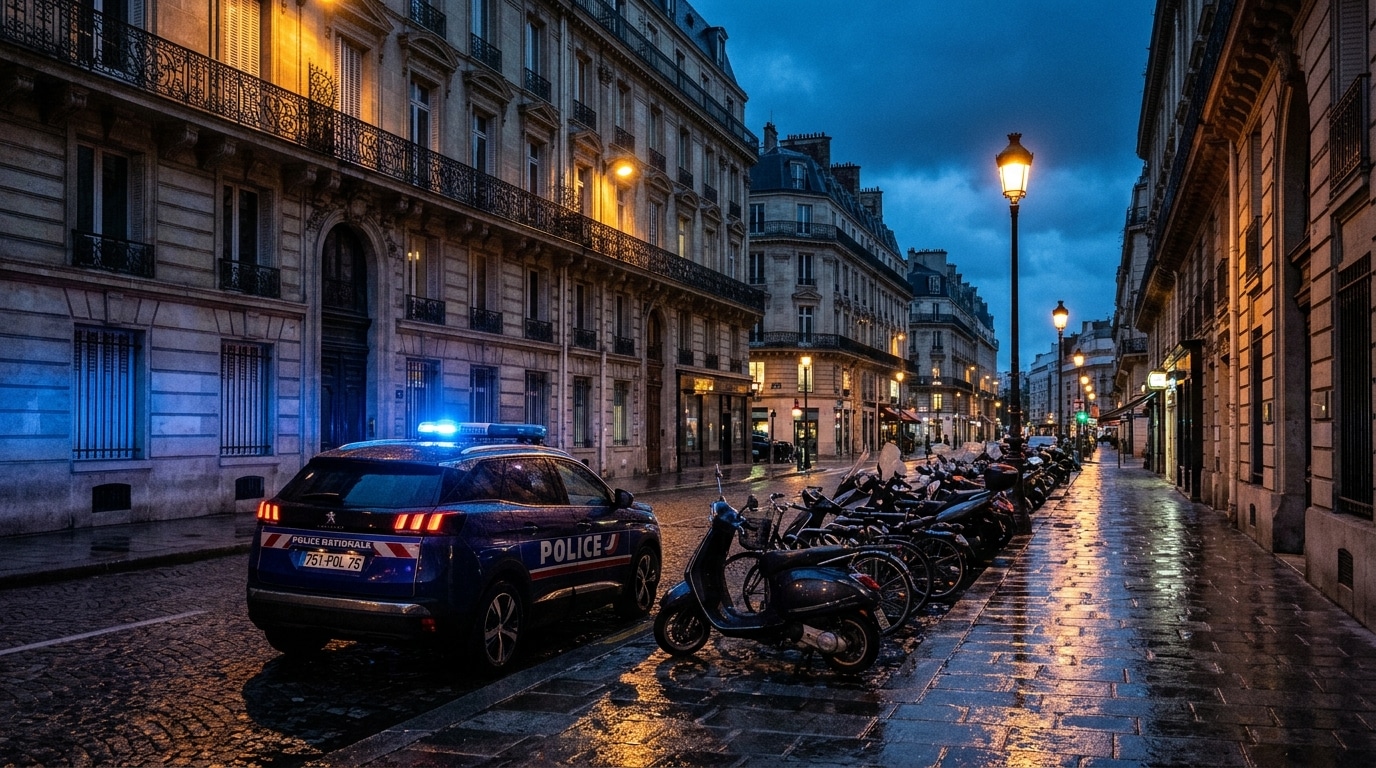 Gyrophares bleus de la police dans une rue parisienne : le décor du contrôle qui a fait réagir Cyril Hanouna