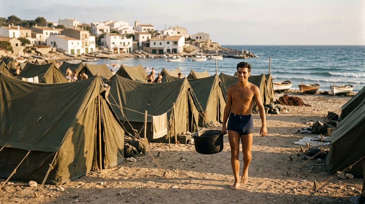 Camp de tentes militaires à Majorque en 1950