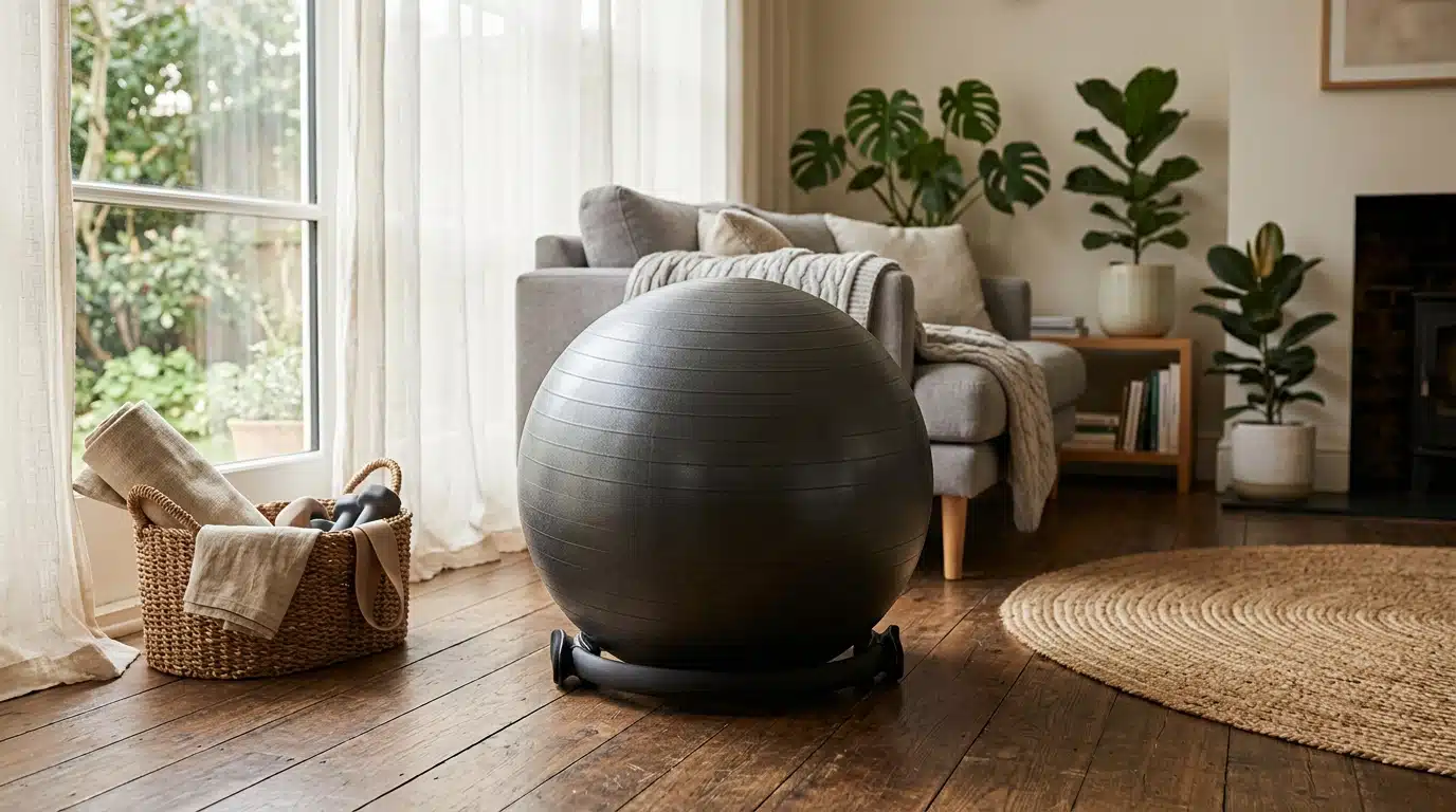 Gym ball calé au centre d'un anneau retourné