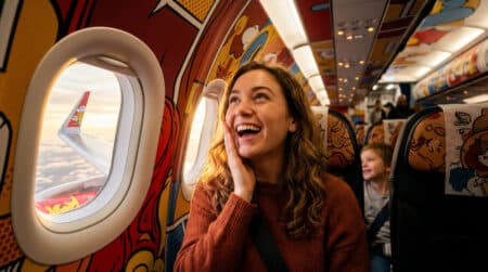 Cet avion de ligne a décollé de Toulouse avec un héros de BD sur le fuselage : à bord, les passagers découvrent une surprise inattendue