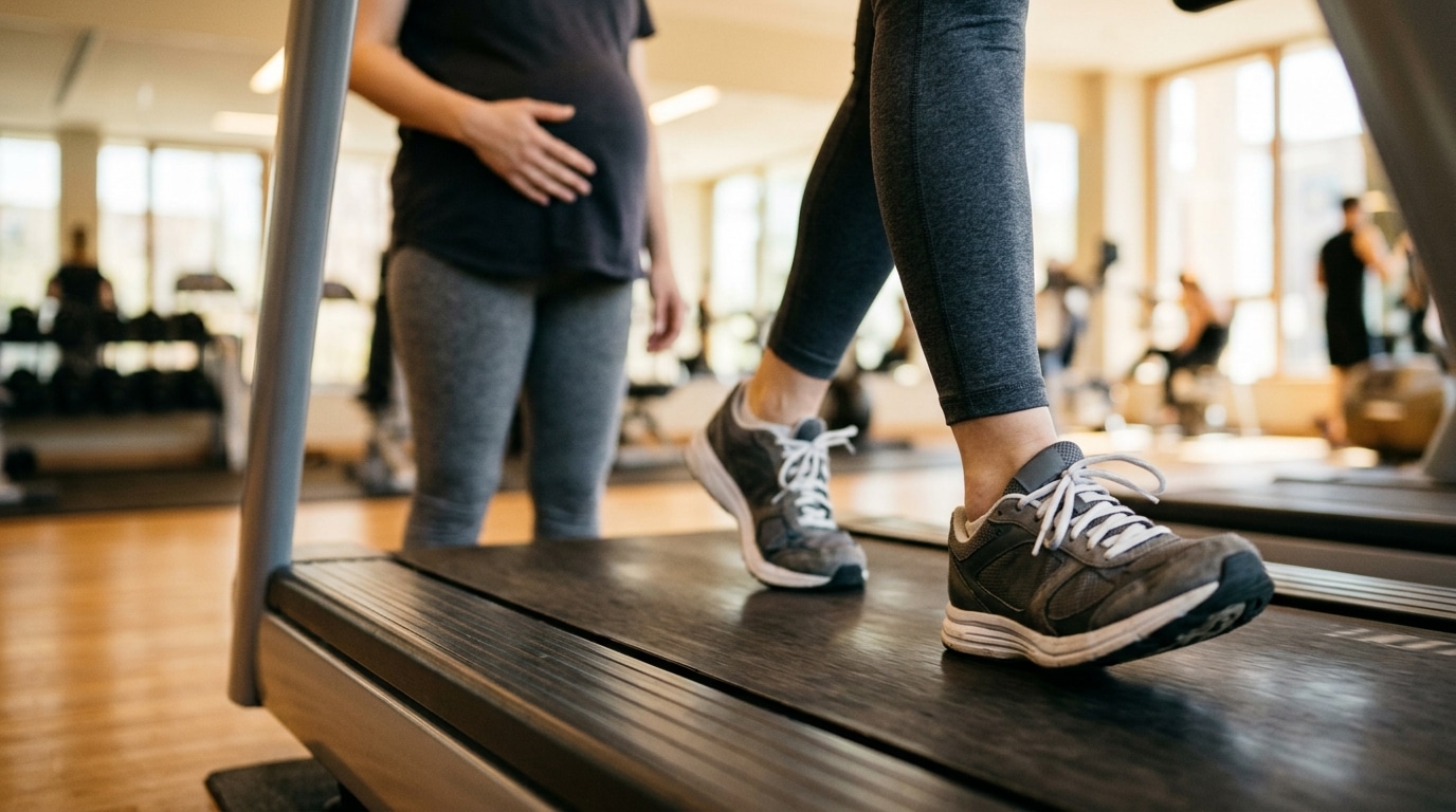 Baskets sur un tapis roulant dans une salle lumineuse