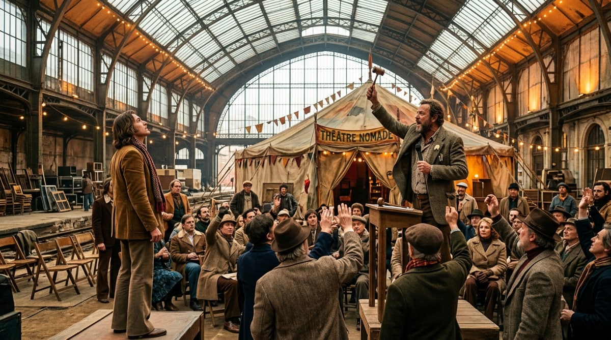 Chapiteau de théâtre sous la verrière d'Orsay dans les années 1970